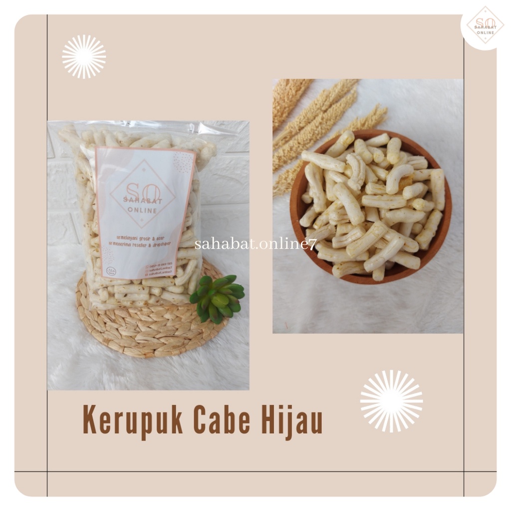 

KERUPUK TONGKOL/KERUPUK CABE HIJAU/KERUPUK CABE IJO/KERUPUK KHAS TEGAL 250GR