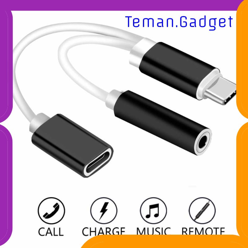 TG-AI256 ROBOTSKY ADAPTER 2 IN 1 USB TYPE C TO AUX 3.5MM HEADPHONE + USB TYPE C