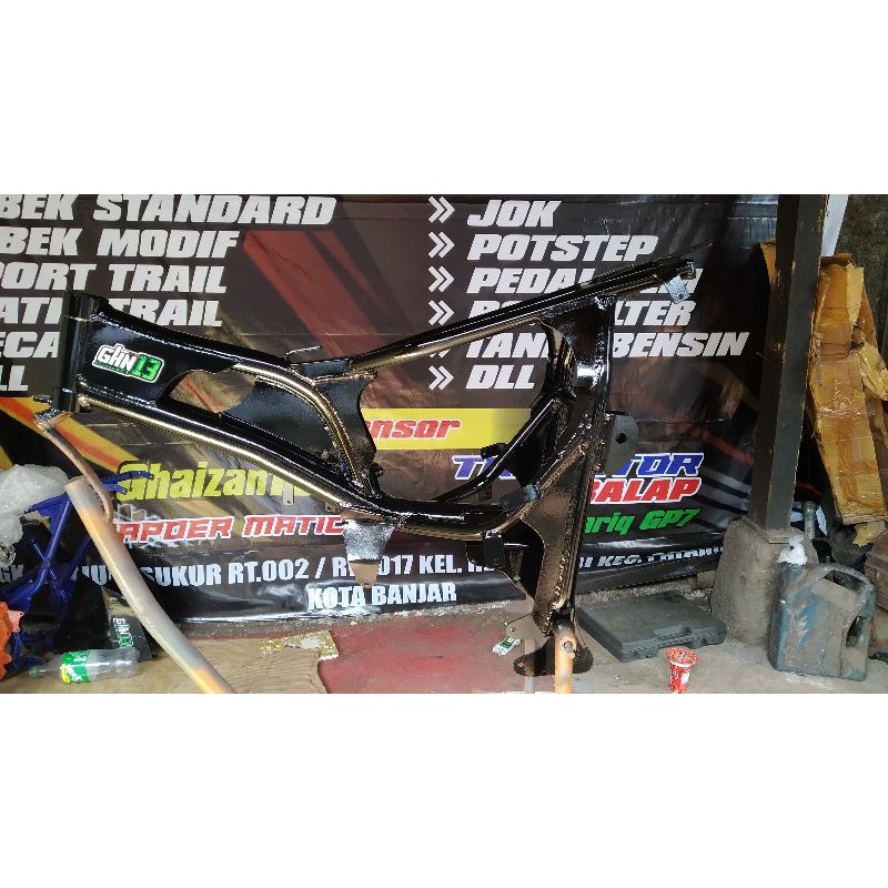 frame bebek modif kx85 rangka tunggal plus tanki