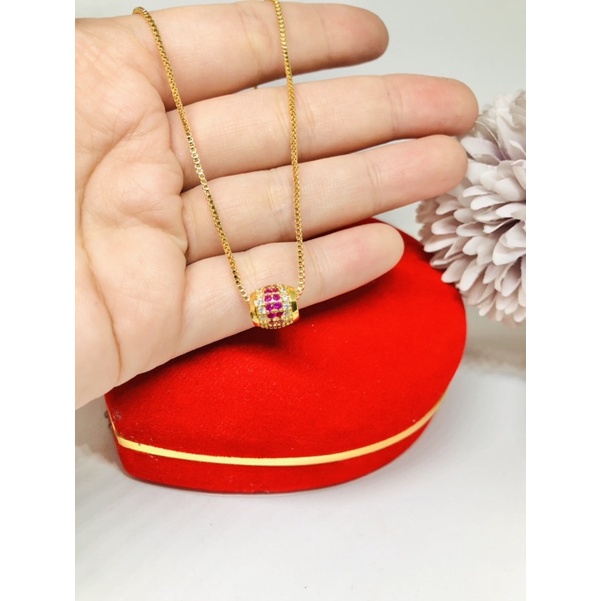 Kalung liontin merah delima emas Xuping