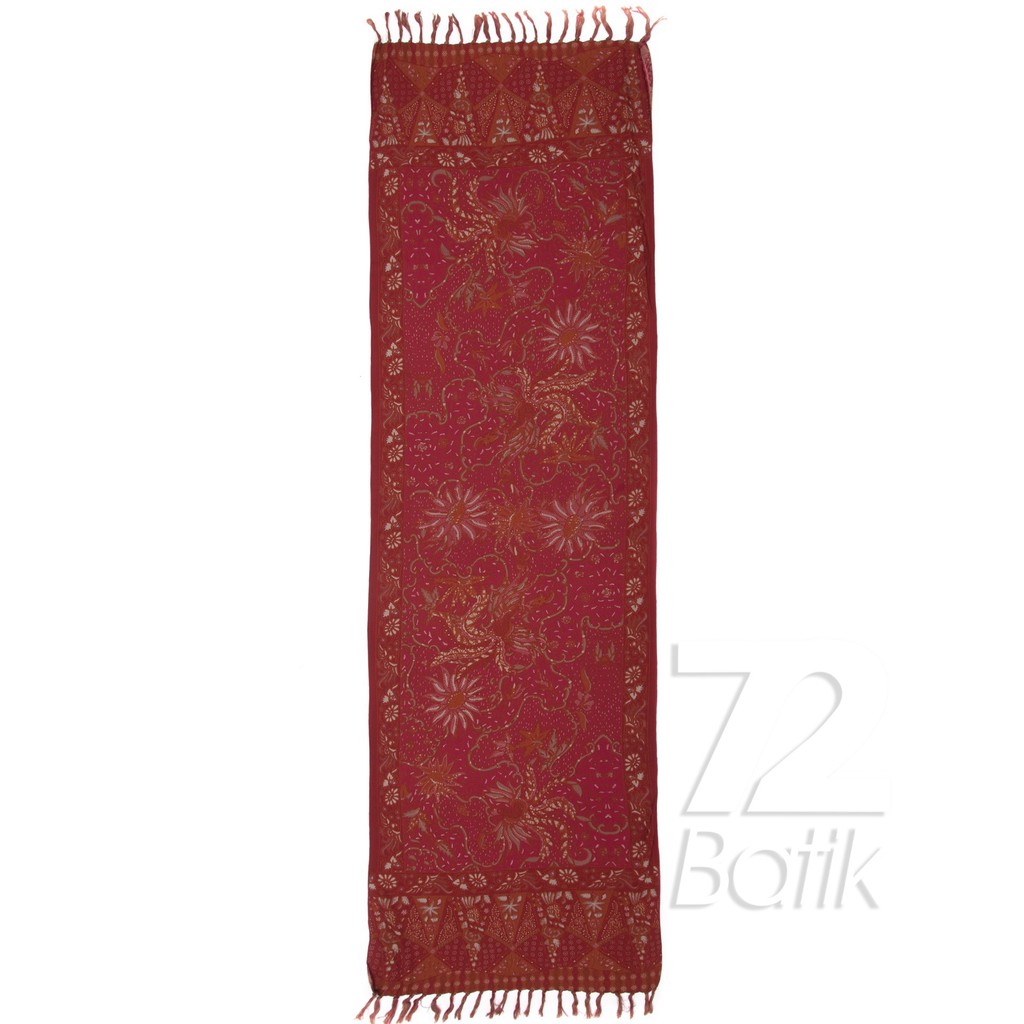 SYAL BATIK SCARFT PREMIUM MOTIF BUNGA KEMBANG WARNA MERAH 721301 CAP 72