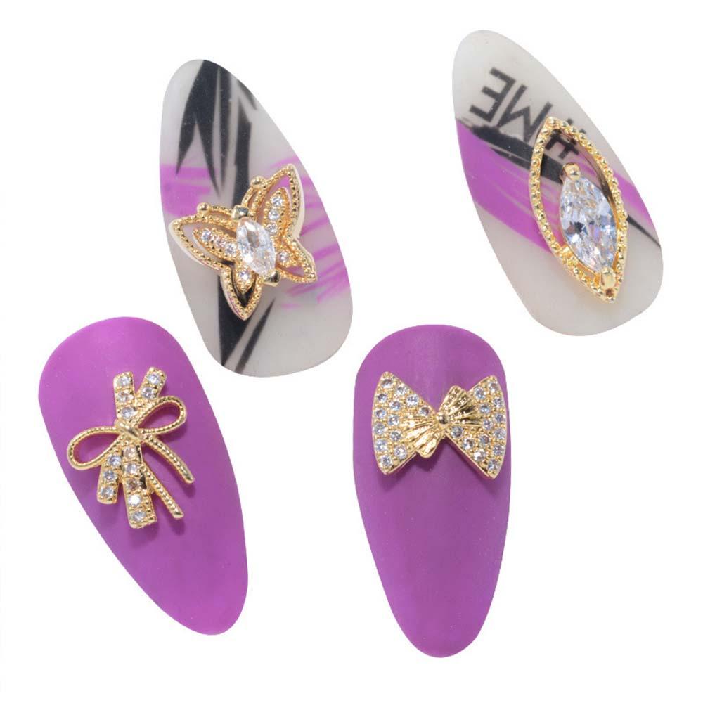 Needway   Butterfly Nail Rhinestones Mewah Shiny Butterfly Manicure Tools Logam Zirkon Kristal Liontin Rantai