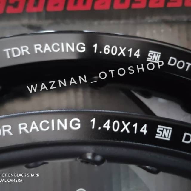 VELG TDR RING 14 HITAM DAN GOLD UKURAN 140 160 MODEL W SHAPE