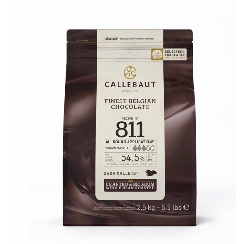 Barey Callebaut 811 Dark Chocolate Callets Rep 100gram- Couverture 54.5% - Barey Gosend/Grab Only