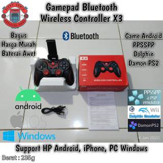 Gamepad Bluetooth Controller X3 + Holder Smartphone