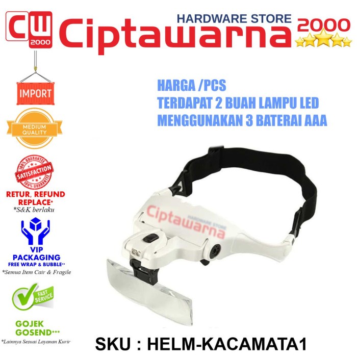 

Helm Kacamata Pembesar Reparasi Jam 5x Magnifier 2 LED