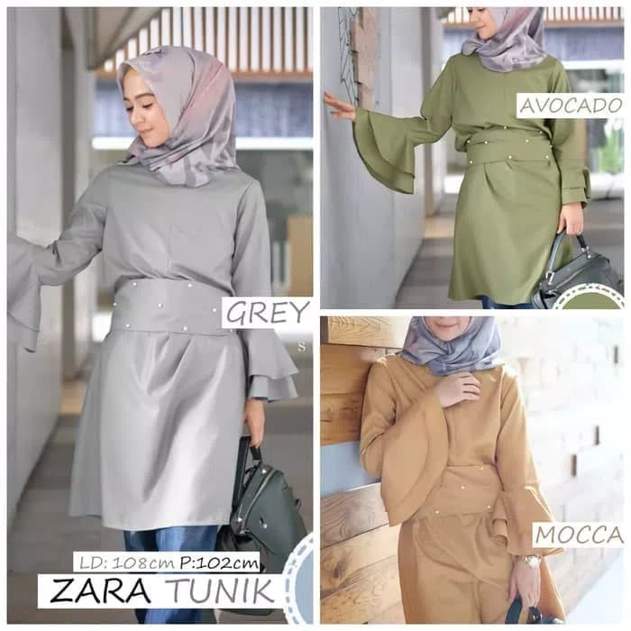 Zara tunik jumbo /baju long tunik muslim jumbo - Avocado