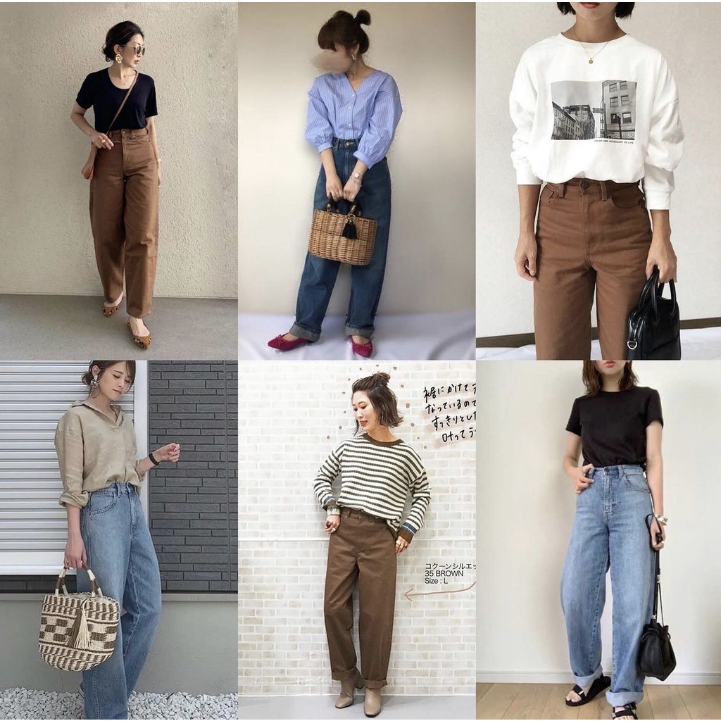 GU UNQ Mom Baggy Jeans - Celana Jeans Wanita Original Branded