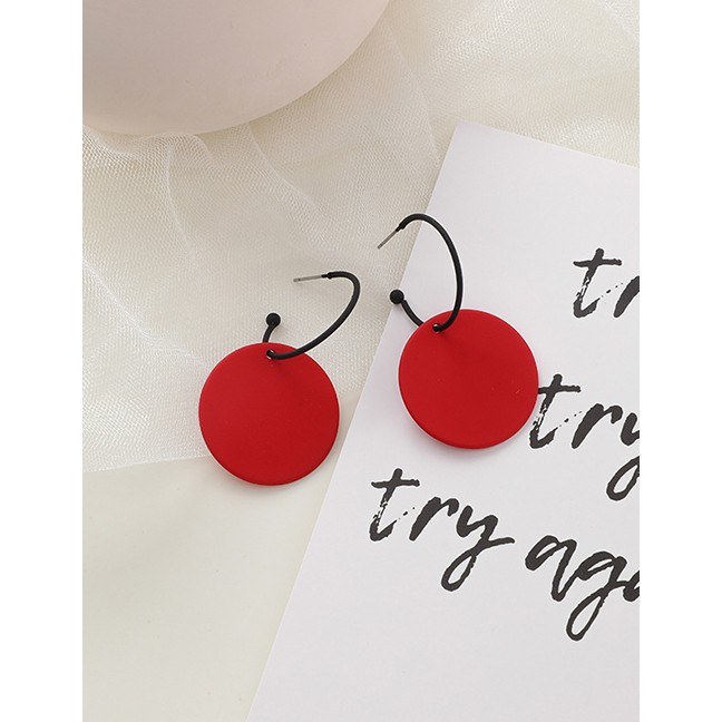 LRC Anting Tusuk Fashion Round Red Geometric Shape Earrings D24600