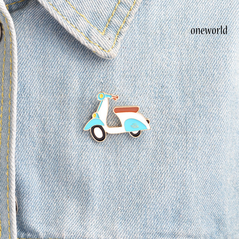 OW@ Cartoon Motorcycle Enamel Brooch Pin Unisex Denim Jacket Backpack Badge Jewelry