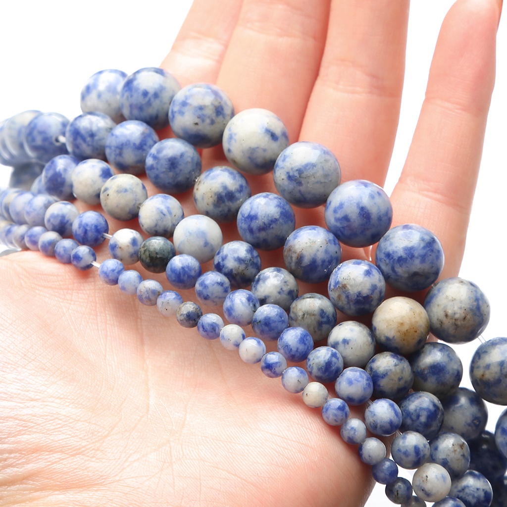 32-89 pcs Hot Jual Natural Blue Sodalite Stone Beads, Diameter 4/6/8/10/12mm, Diameter lubang sekitar 1mm, digunakan untuk Membuat Perhiasan DIY Strand