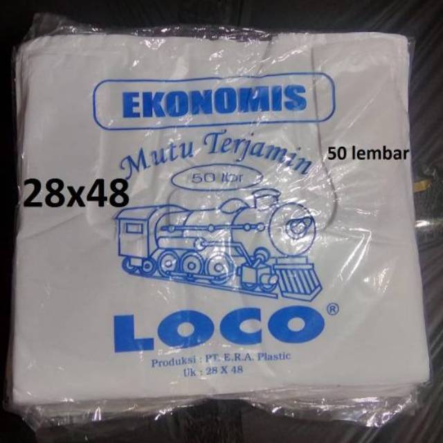 Kantong Plastik Loco ekonomis putih susu 28x48