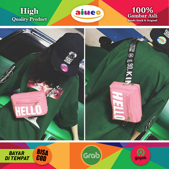 Aiueo Tas Pinggang Tas Selempang Wanita Korean Style Dengan Hiasan Mote Import Hello BR14