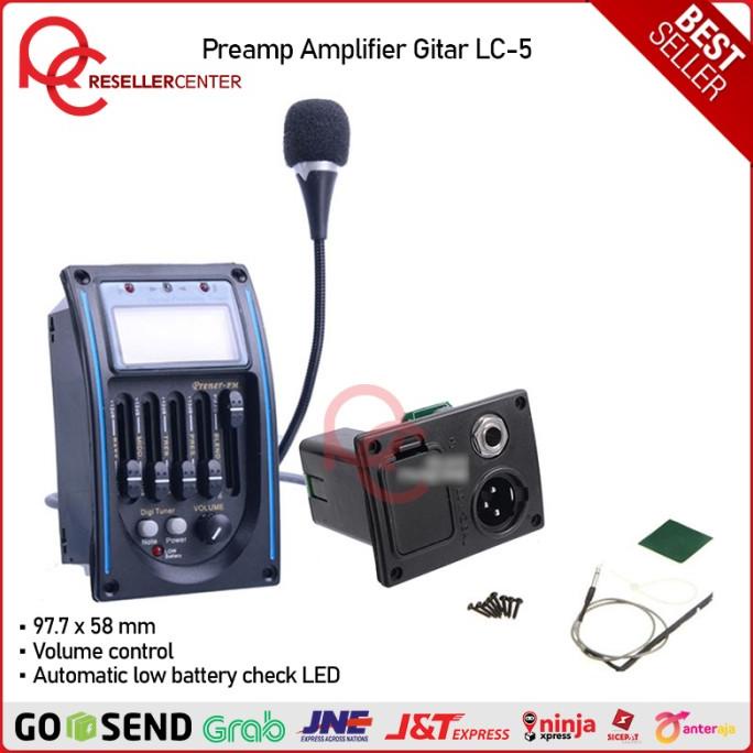 Preamp Amplifier Gitar Eq Tuner With Microphone Lcd Display - Lc-5