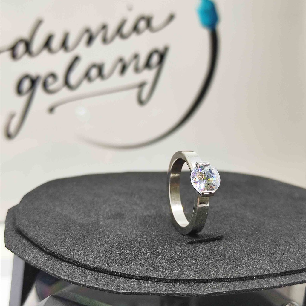 [COD] Cincin Titanium Berlian Diamond Silver Pria Wanita Anak Couple Tunangan / DUNIA GELANG