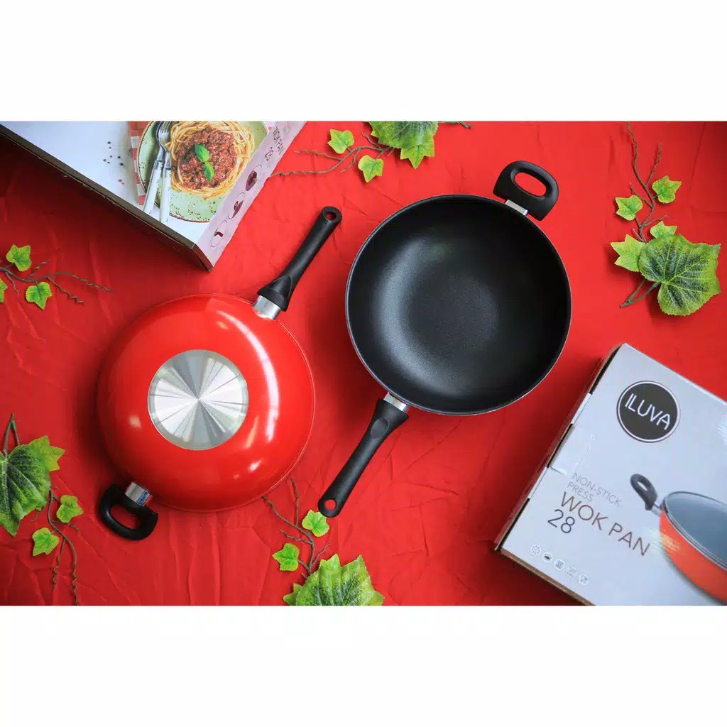 panci teflon anti lengket tanpa minyak set tutup kaca anti gores 7 pcs wok pan Sauce Pan Fry Pan bahan keramik premium