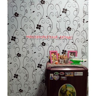 TERMURAH WALLPAPER  STICKER  BLACK WHITE FLOWER WALPAPER 