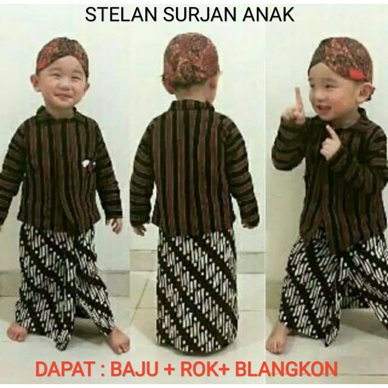 Setelan Surjan dan Kebaya Lurik Anak