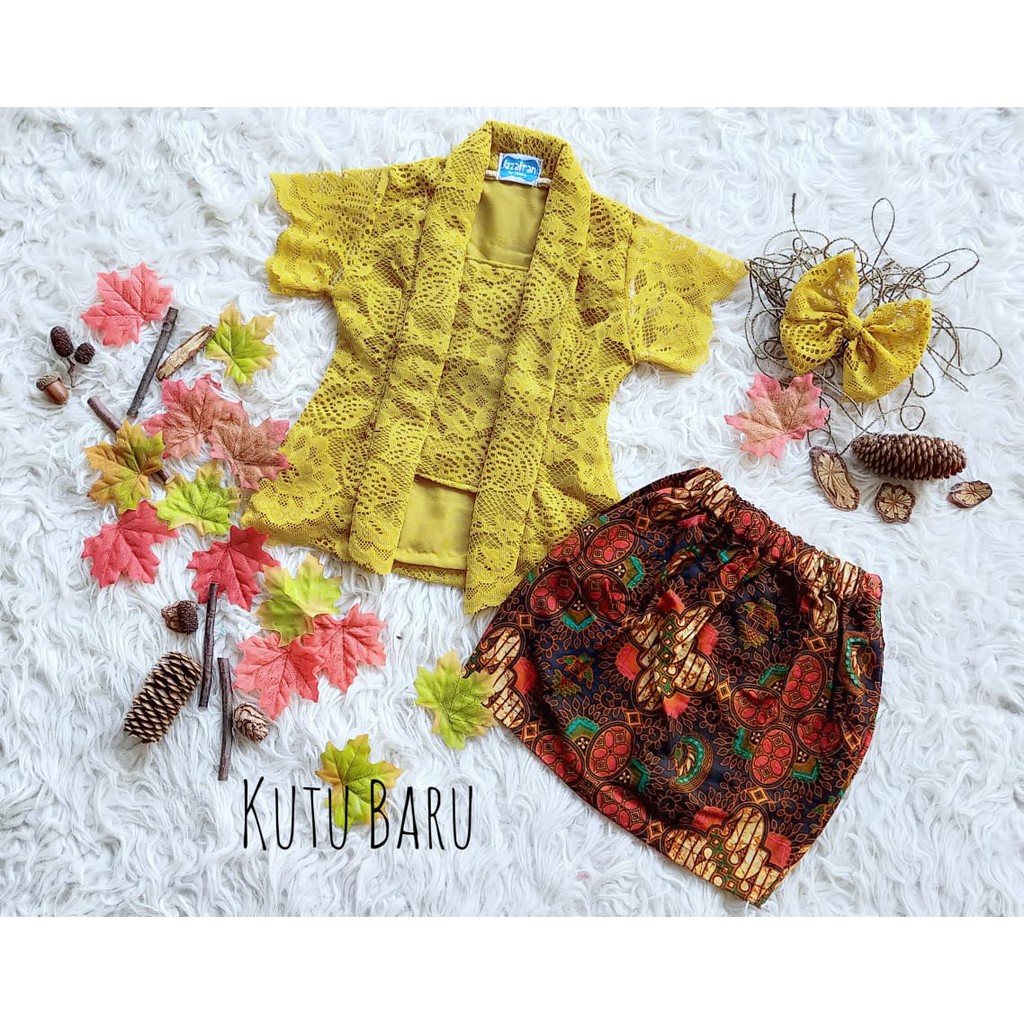 Baju Kebaya Anak Kutubaru Size 8-10 Tahun Warna Gold (ReadyStock)