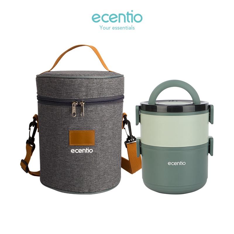 Tempat Makan ecentio lunch box set 304 stainless steel tas bekal makanan 1600 ml kotak bekal tempat 