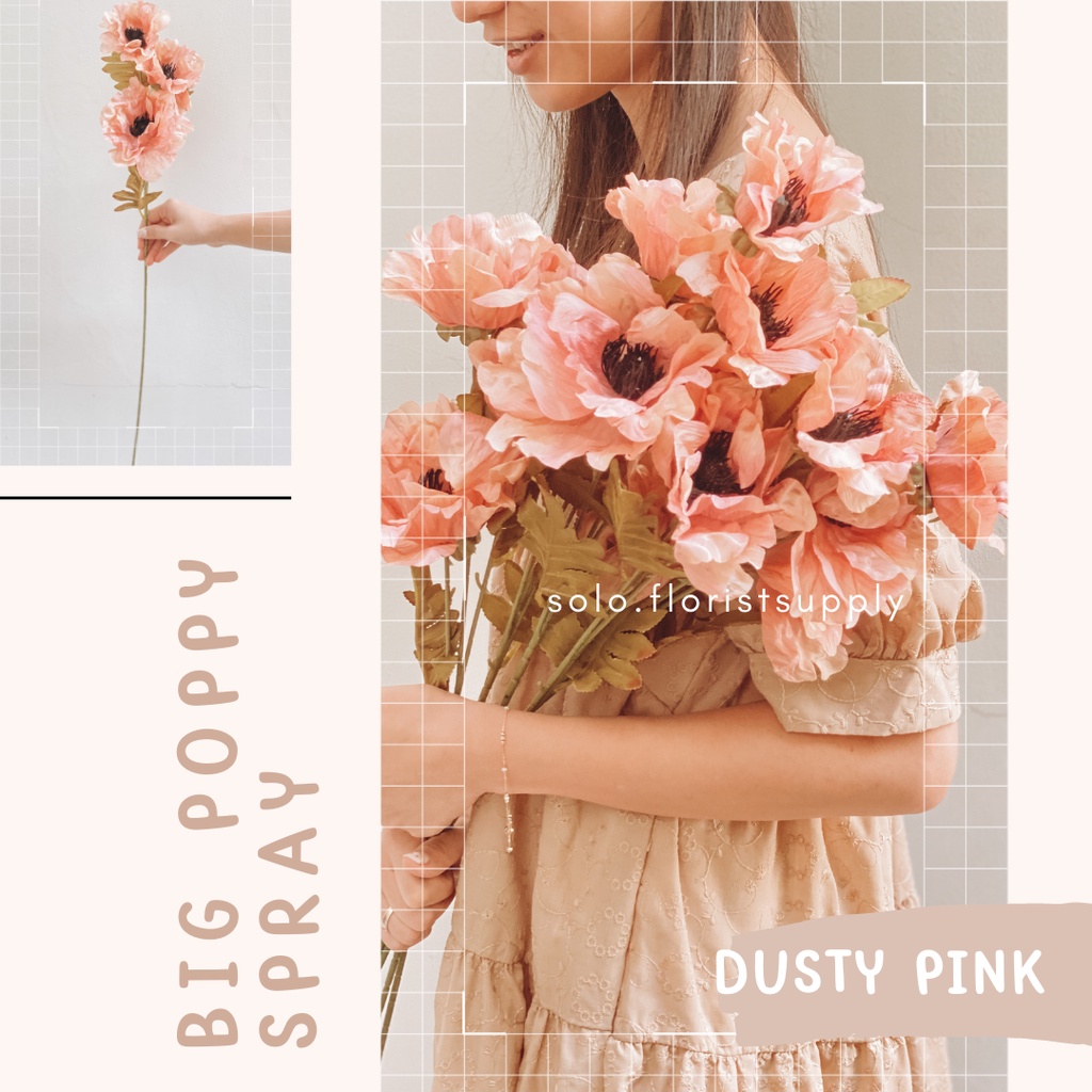 BIG POPPY FLOWER SPRAY BUNGA POPPY ARTIFICIAL FLOWER BUNGA CORN POPPY PALSU BUNGA HIAS BUKET DEKORAS