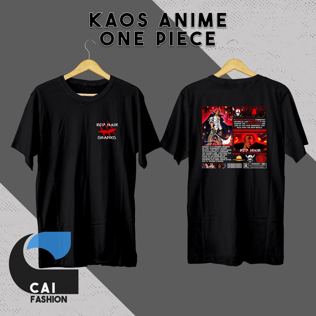 Kaos Distro Anime One Piece / Baju Anime / One Piece / Red Haired Shanks / Akagami No Shank / Kaos S