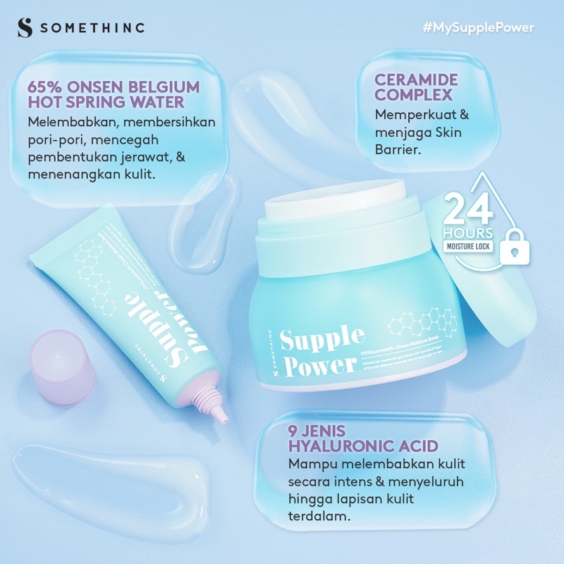 SOMETHINC Supple Power Hyaluronic9+ Onsen Moisture Bomb Gel - Krim Pagi dan Malam (Kulit Sensitif) Moisturizer Gel