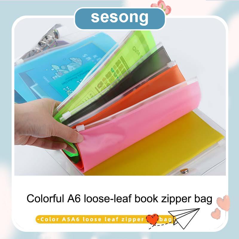 

A6 Frosted PVC Ritsleting Tas Penyimpanan Traveller Notebook Organizer Buku Loose-leaf SS