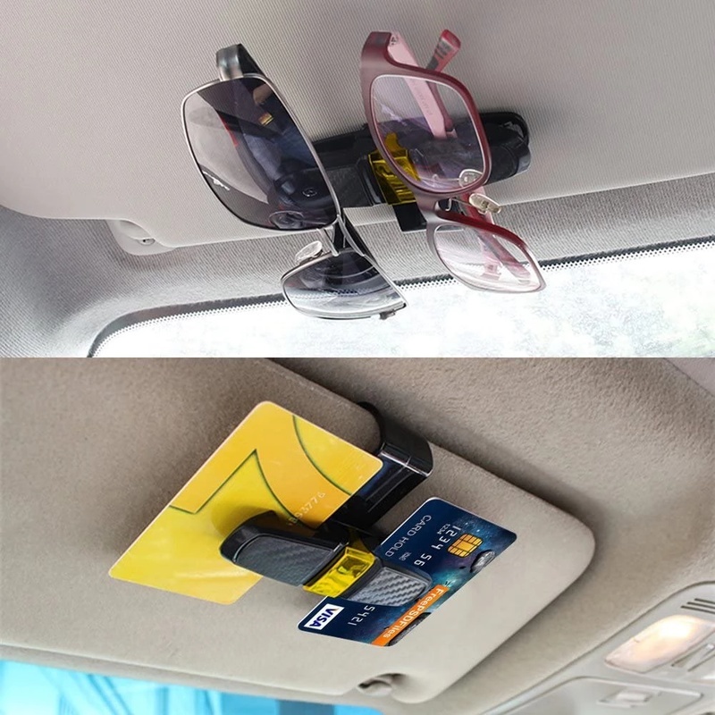 Holder Penyimpanan Kacamata / Kartu / Plat Nomor Untuk Sun Visor Mobil