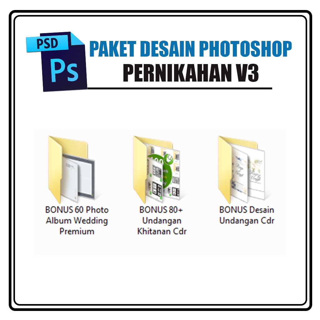 Paket Template Desain Pernikahan PSD Photoshop V3 Premium + Bonus