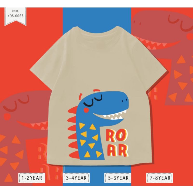 KAOS ANAK LAKI LAKI DINO ROAR/T-SHIRT KIDS DINO ROAR BOY COTTON 24S