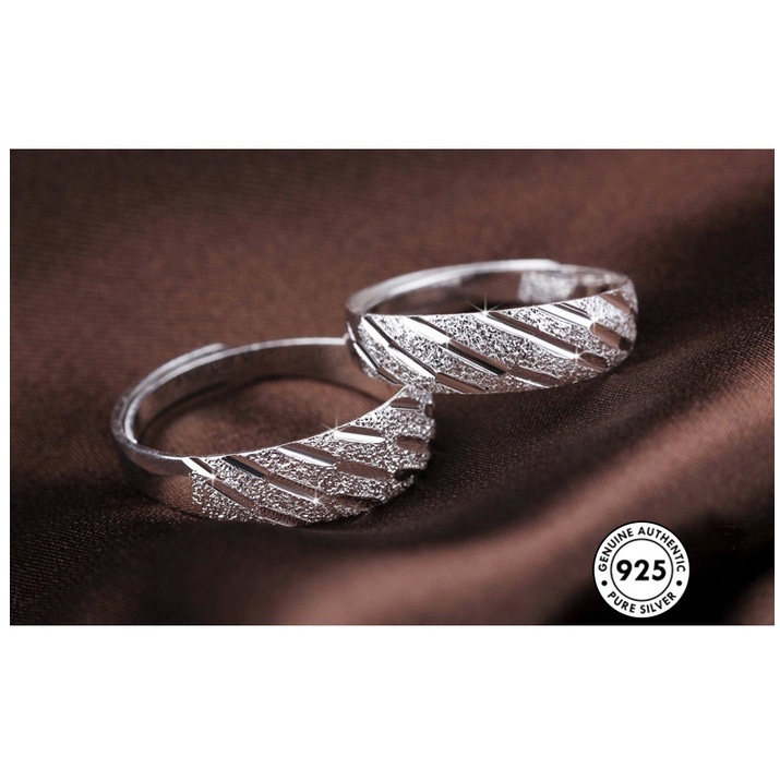 Cincin Pasangan Bahan S925 Silver Gaya Simple