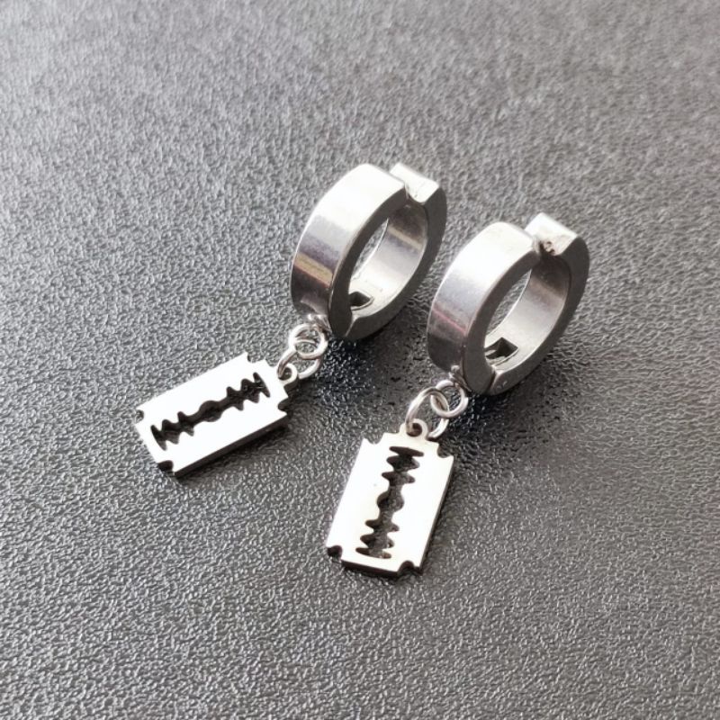 [1 Pasang] Anting-Anting Jepit Pria dan Wanita Titanium Stainless Steel