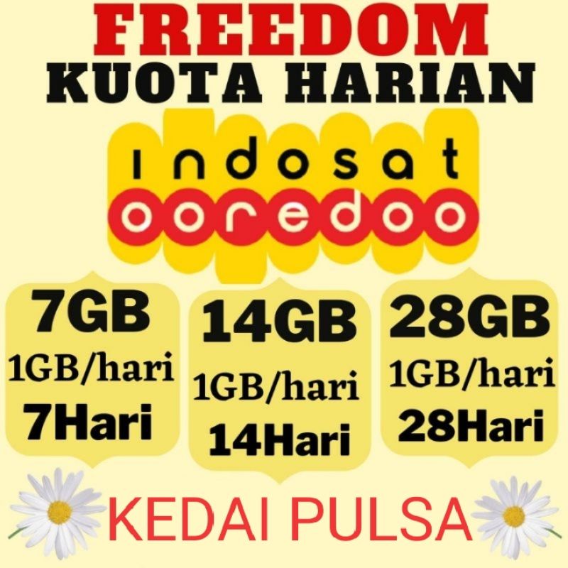 KUOTA INDOSAT FREDOM HARIAN 30GB 14GB 28GB MURAH