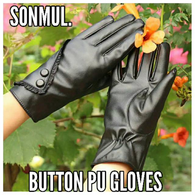 WOMAN WINTER AUTUMN PU BUTTON GLOVES SARUNG TANGAN WANITA MUSIM DINGIN