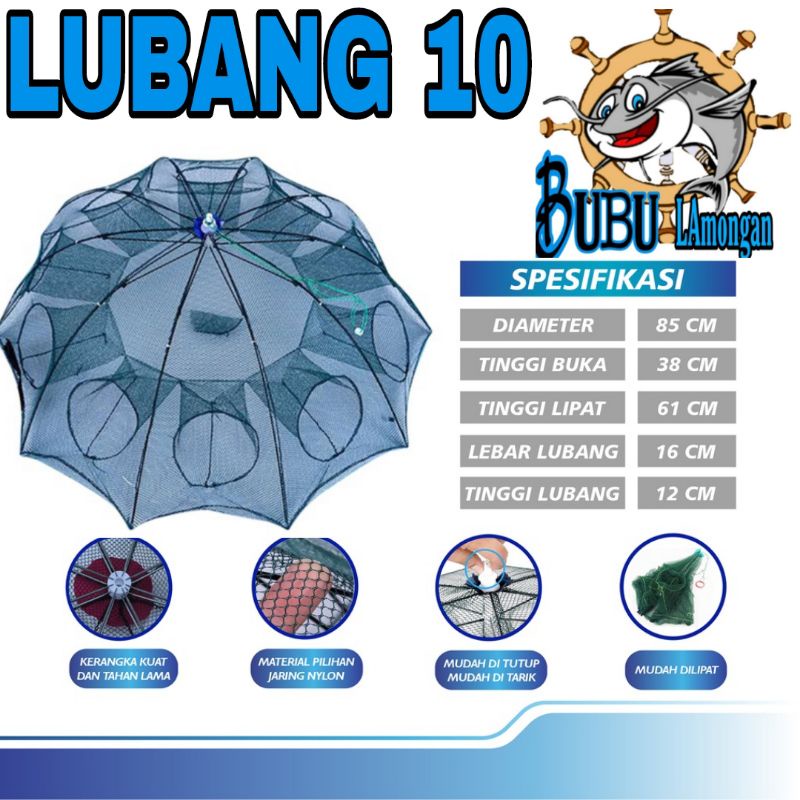 bubu perangkap ikan dan udang lubang 10/bubu payung