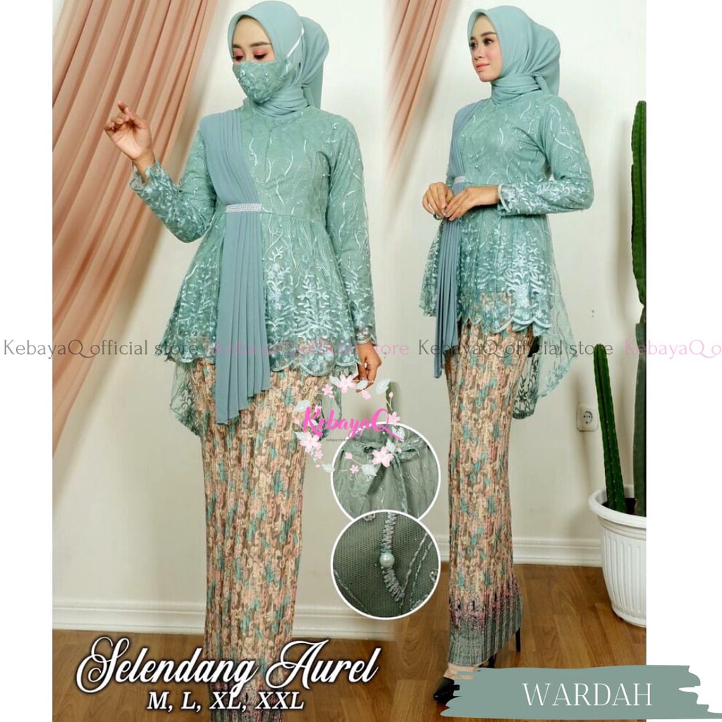 KQ> KEBAYA MODERN AUREL SELENDANG CERUTY-1 SET WARDAH