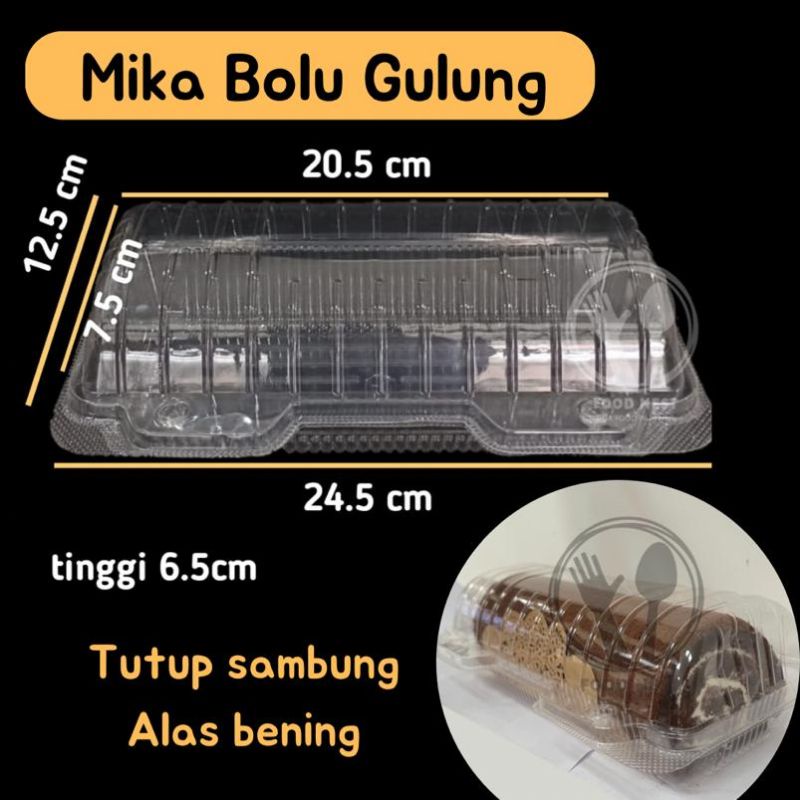 mika bolu gulung bening sengan tuutp kancing bg225 plastik foodgrade mika bolu gulung 22cm mika bolu gulung 20cm mika roti bakar mika roll cake rolltart roll tart 20cm tray plastik kue snack bg225