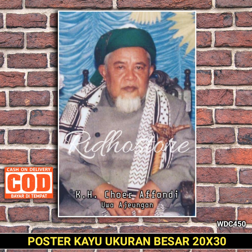 Poster Poto + Bingkai, KH Khoer Apandi Uwa Ajeungan Manonjaya, UKURAN BESAR 30x45