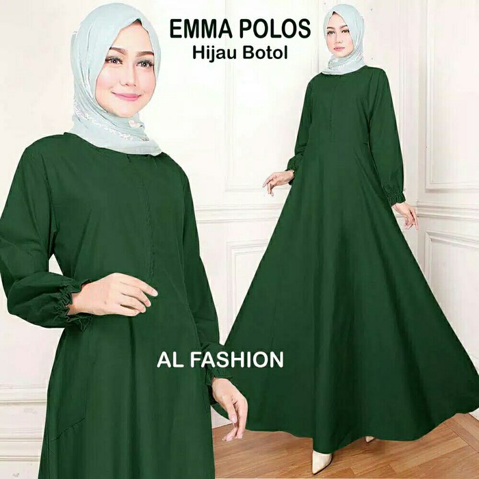 New Model Baju Gamis Wanita Terbaru Maxi Emma Polos Ijo Botol Dres Baju Muslim Exclusive Shopee Indonesia