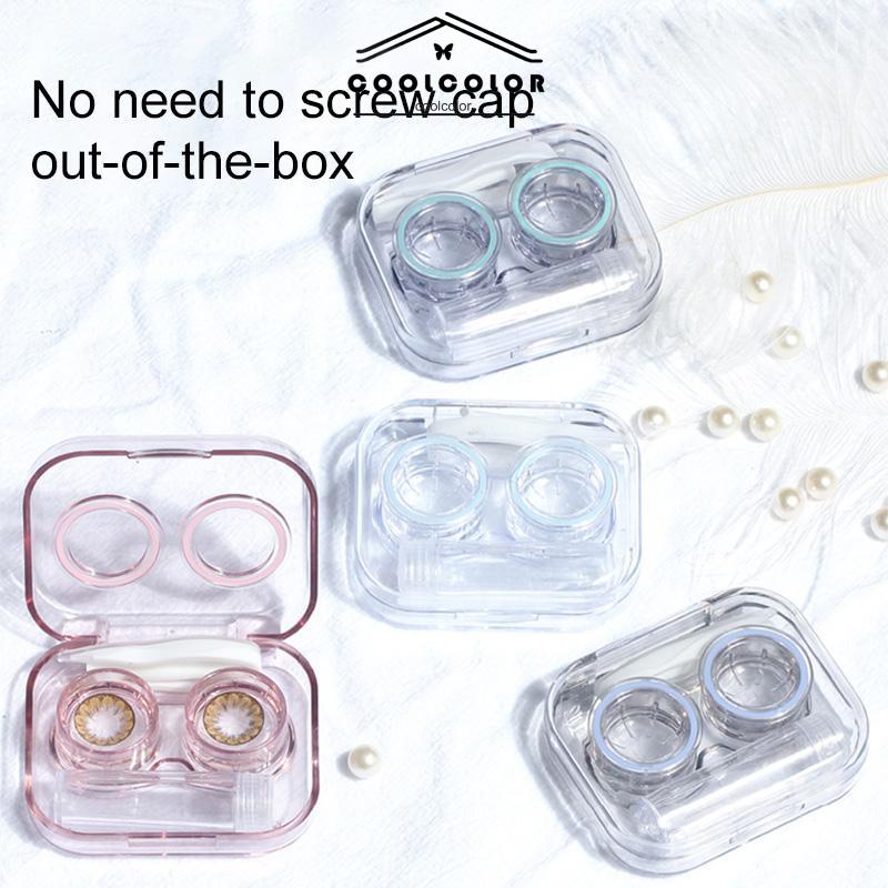 COD❤️Casing Lensa Kontak Transparan Tanpa Tutup Sekrup Lucu Portabel Nyaman Bersih Higienis All-in-one Case- cl