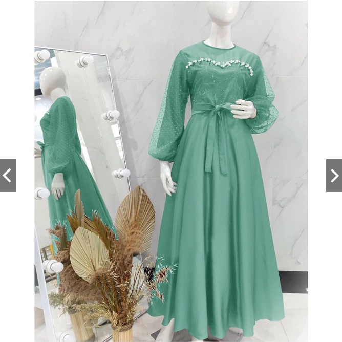 AMBERLI MAXI DRESS APP MUTIARA TEMBAK eD / BUSANA PAKAIAN KONDANGAN WANITA FASHION MUSLIM