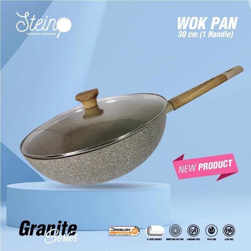 Stein Cookware Wok Pan 30 cm Peralatan Masak Panci Dapur Granite
