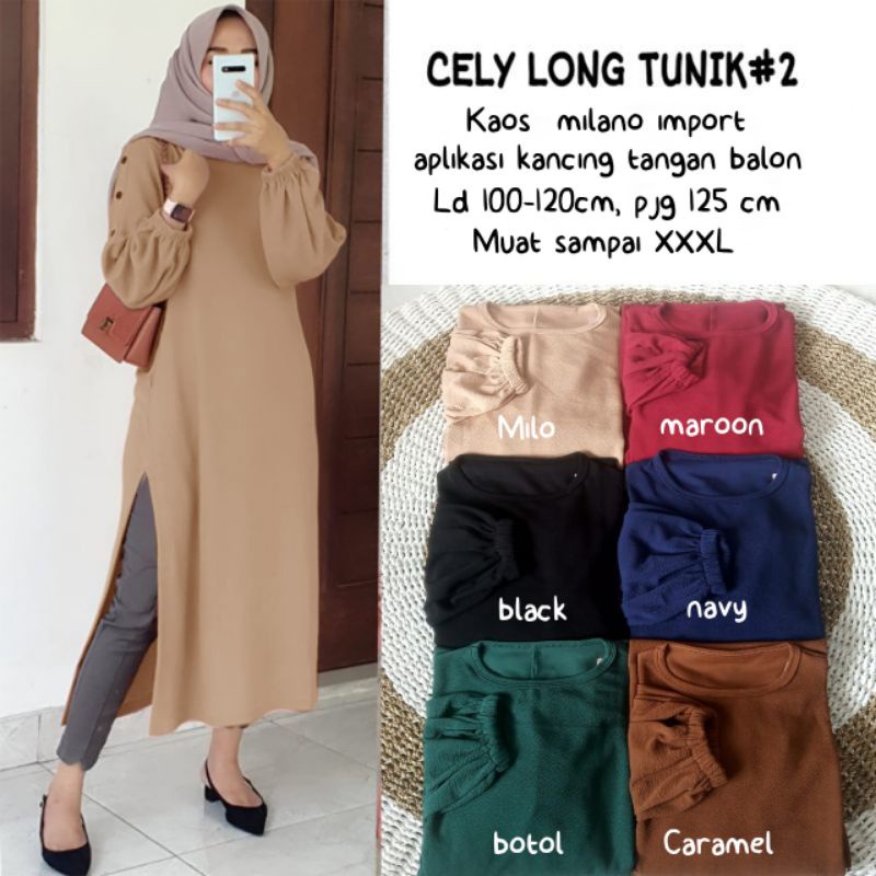 Cely Long Tunik - Tunik Milano Premium LD100+ / R.10 - 291-6224