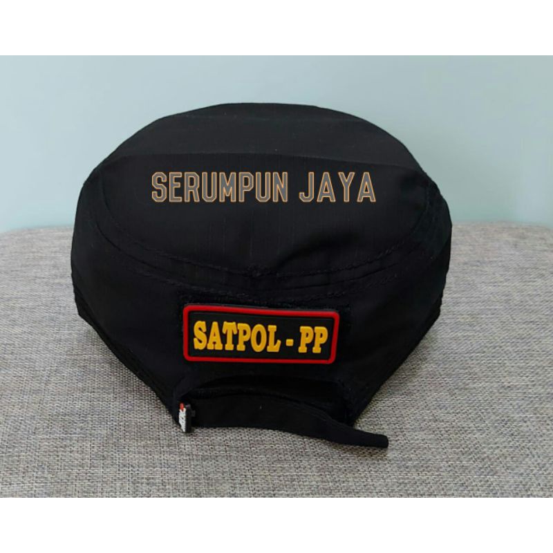 TOPI KOMANDO SATPOL PP - TOPI SATPOL PP - TOPI KOMANDO SATPOL PP 2 PATCH HITAM