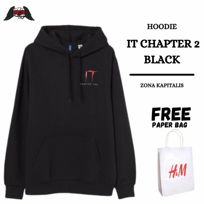 

BISA BAYAR DITEMPAT Hoodie, Jaket Pria/Wanita H&M IT Chapter2 Hitam FULL TAG FREE PAPERBAG - M