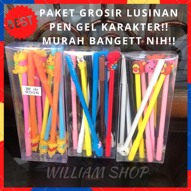 

GROSIRAN TERMURAH ! PAKET LUSINAN BOLPEN PEN PENA PULPEN GEL KARAKTER LUCU