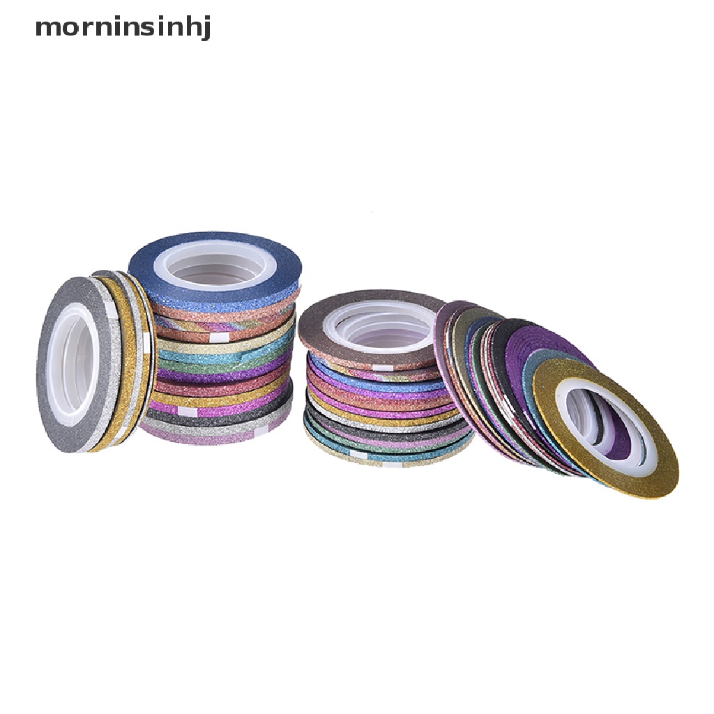 Mornin 14 Rol / Set Stiker Tape Garis 1 / 2 / 3mm Untuk Dekorasi Nail Art Diy