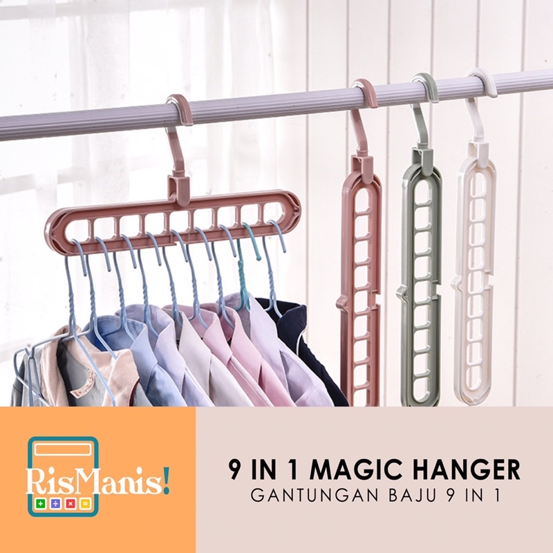 9 IN 1 MAGIC HANGER - Gantungan Baju Unik Rotasi 360 Praktis Serbaguna Murah Hemat Tempat Jemuran