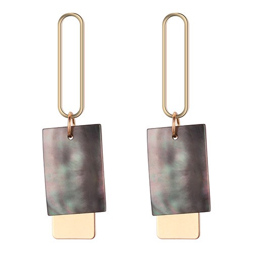 LRC Anting Tusuk Elegant Gold Color Square Shape Decorated Long